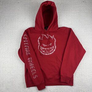 VTG Y2K Spitfire Skateboarding Wheel Red Hoodie Parsley print sleeve print Men S